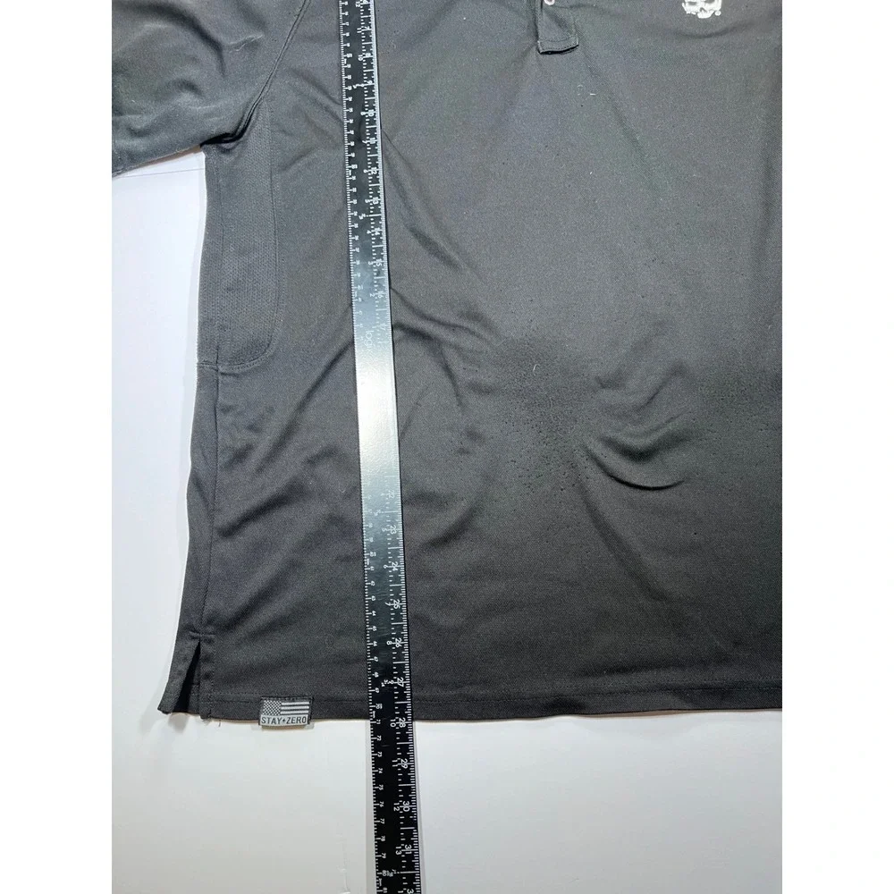 Zero Foxtrot Polo Shirt Men XL Black Skull Spade Logo Performance Tactical Short
